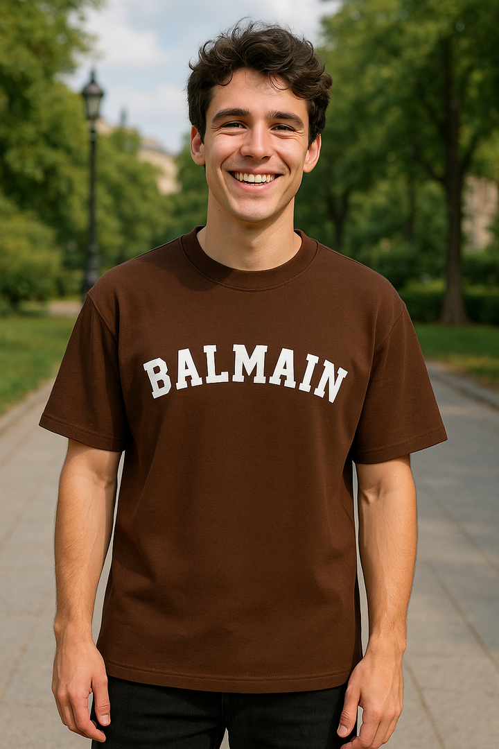 Brown oversized tee with bold design – gender-neutral casual fashion by Kinsutra India